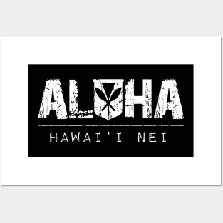 Aloha Hawai'i Kanaka Maoli White Ink by Hawaii Nei All Day T-Shirt Posters and Art